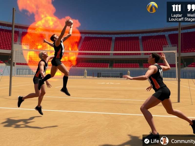 Volley Gladiator Extreme gameplay screenshot showing intense volleyball action